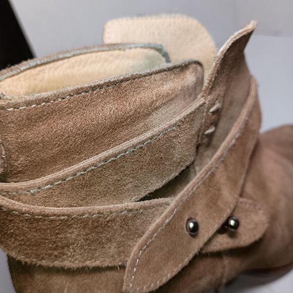 Rag & Bone Harrow Suede Ankle Boots in Beige Block Heel Ankle Strap Size 37 US 7 - Picture 14 of 16